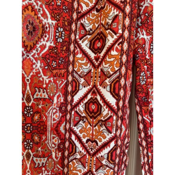 Rachel Zoe Red Boho Print 100% Linen Two Piece Top Pants Outfit Set Size Small - Picture 5 of 9
